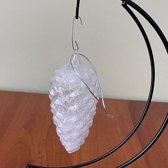 White Blown Glass Pinecone Ornament - Picture 2 of 7